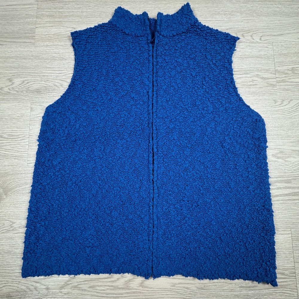 EP Pro Women's Vest Large Blue Full Zip Mock Neck‎ Textured Knit Sleeveless